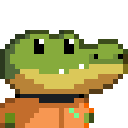 An animated portrait of the Crocodile character running