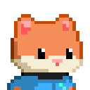 An animated portrait of the Hamster character running